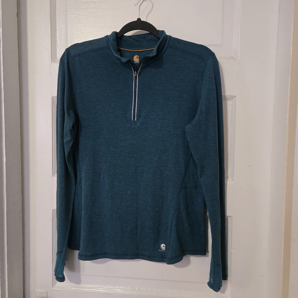 Carhartt Force Women's Teal 1/4 Zip Light weight Long Sleeve shirt Size M
